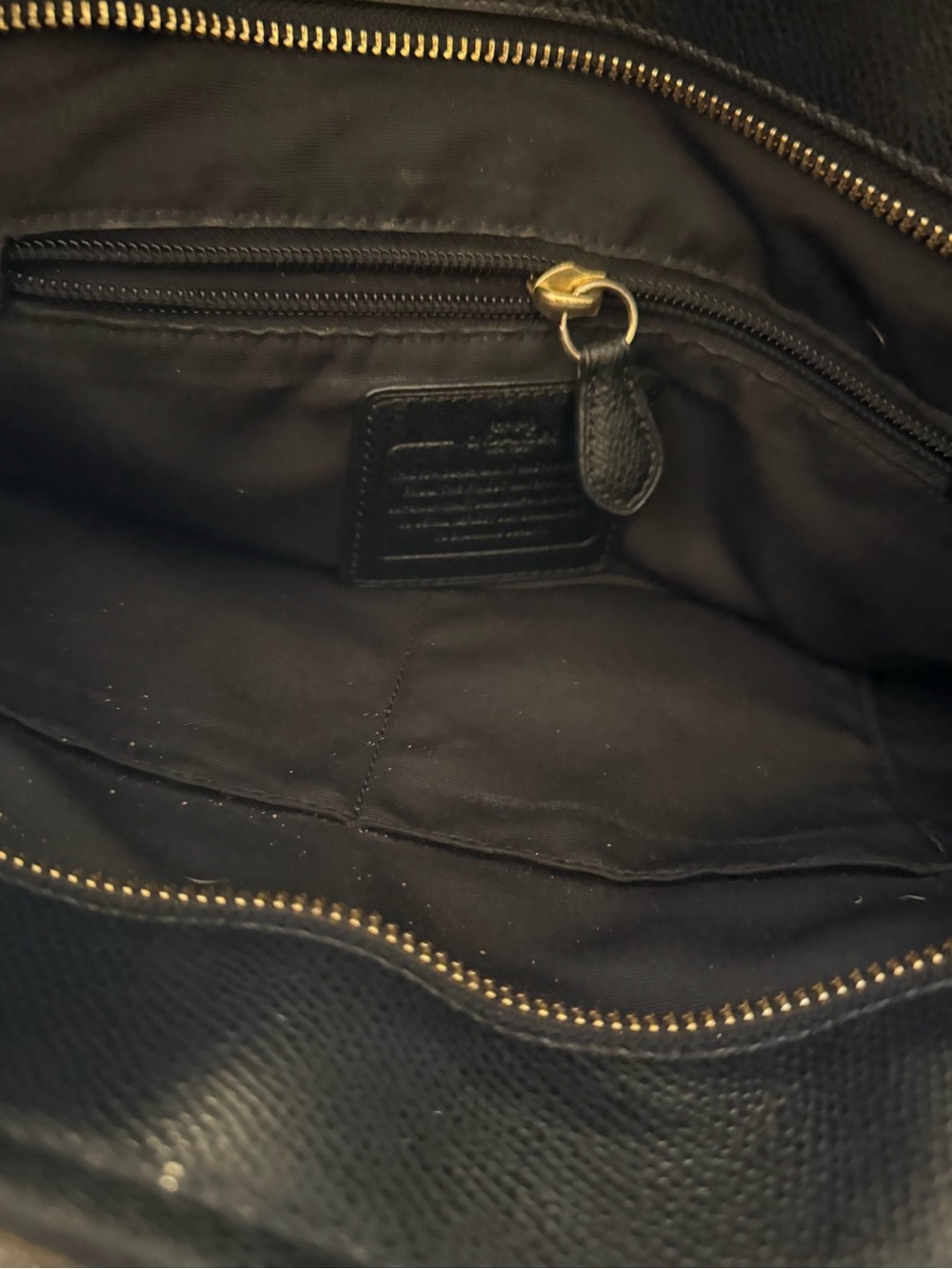 Coach Black Leather Tote with Gold Logo - Picture 4 of 6